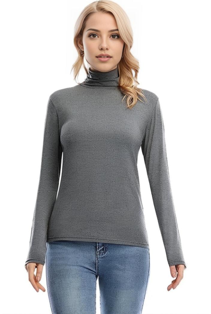 3 sets of turtleneck tees comfy long sleeve shirt perfect for spring autumn women s apparel 125092