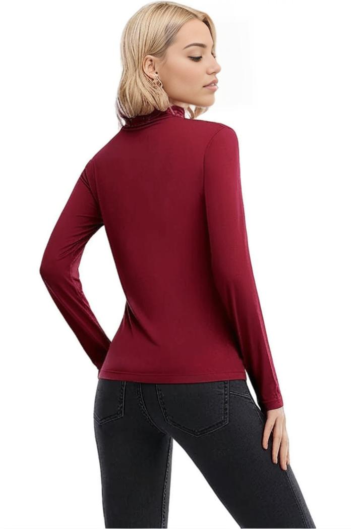 3 sets of turtleneck tees comfy long sleeve shirt perfect for spring autumn women s apparel 125093