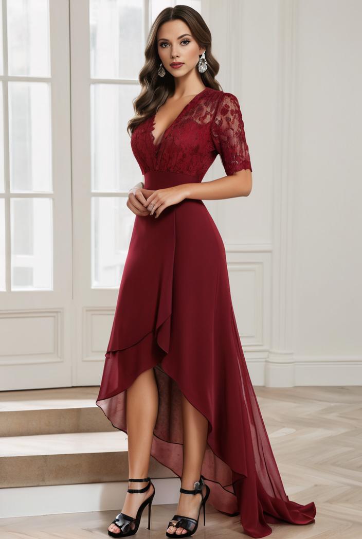 3 4 sleeve sheer sequin stripe high low hem evening dress 127673