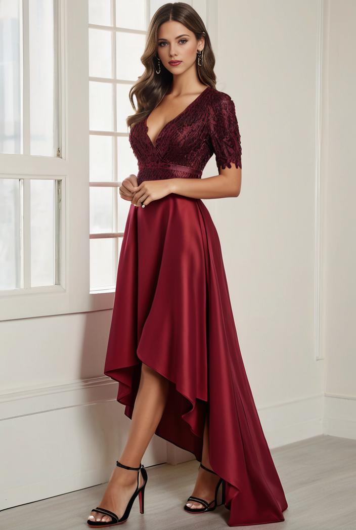 3 4 sleeve sheer sequin stripe high low hem evening dress 127679