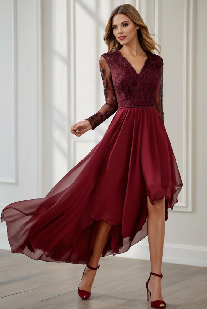3 4 sleeve sheer sequin stripe high low hem evening dress 127687