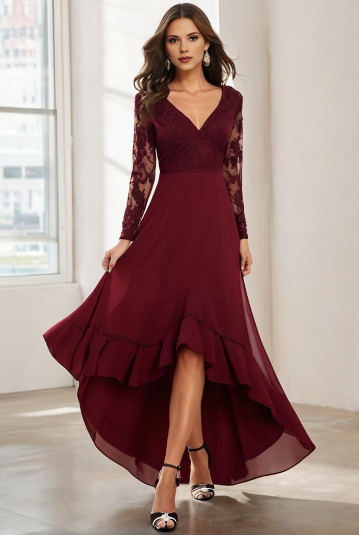 3 4 sleeve sheer sequin stripe high low hem evening dress 127691
