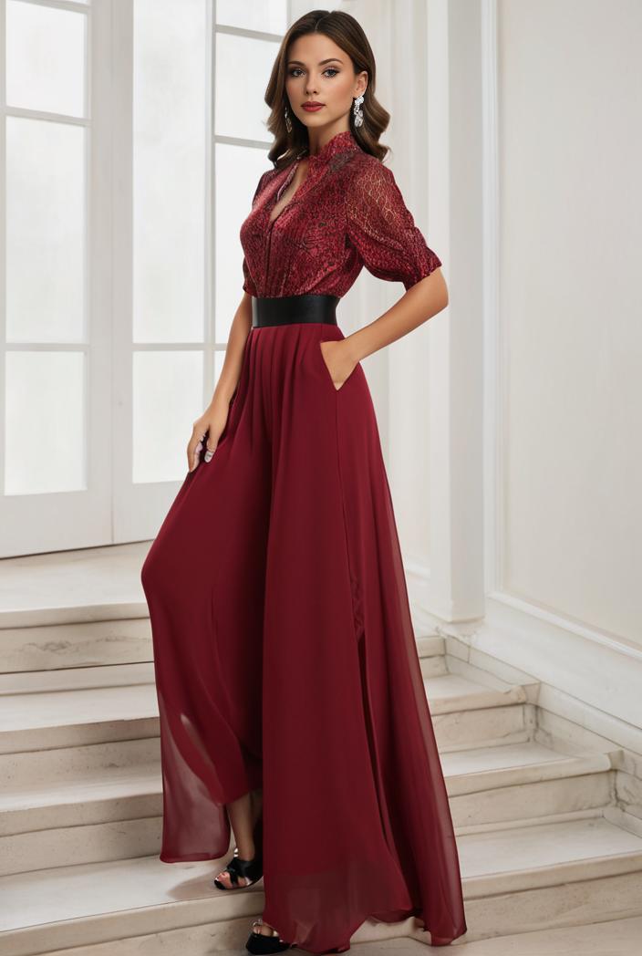 3 4 sleeve sheer sequin stripe high low hem evening dress 127713