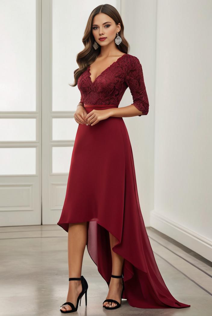 3 4 sleeve sheer sequin stripe high low hem evening dress 138881