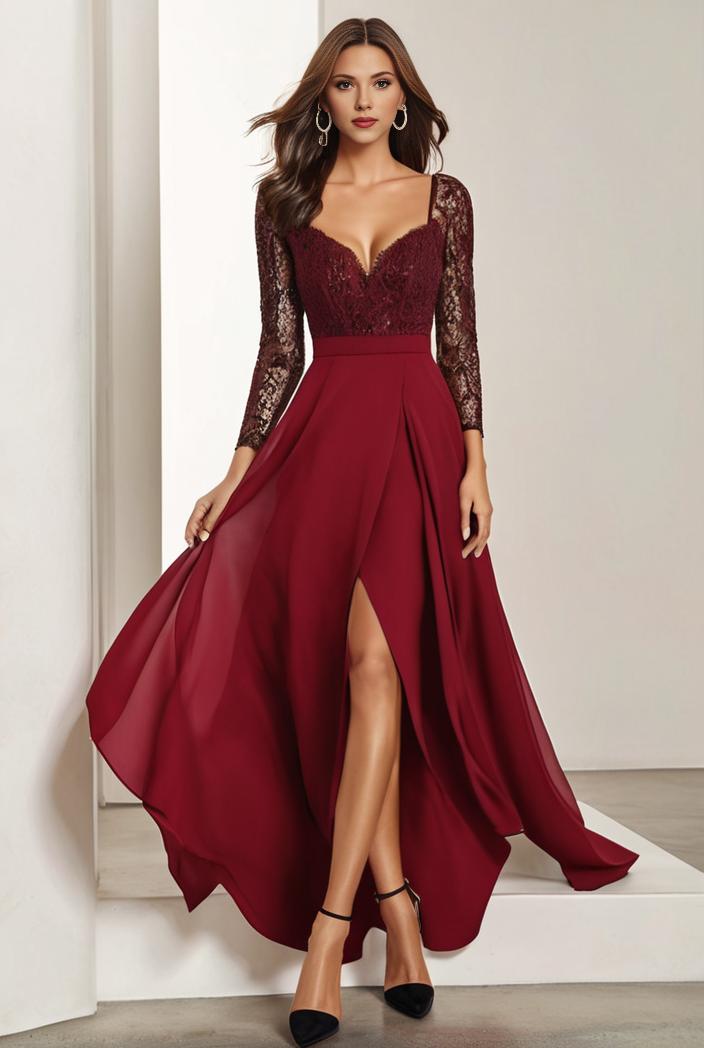 3 4 sleeve sheer sequin stripe high low hem evening dress 138899