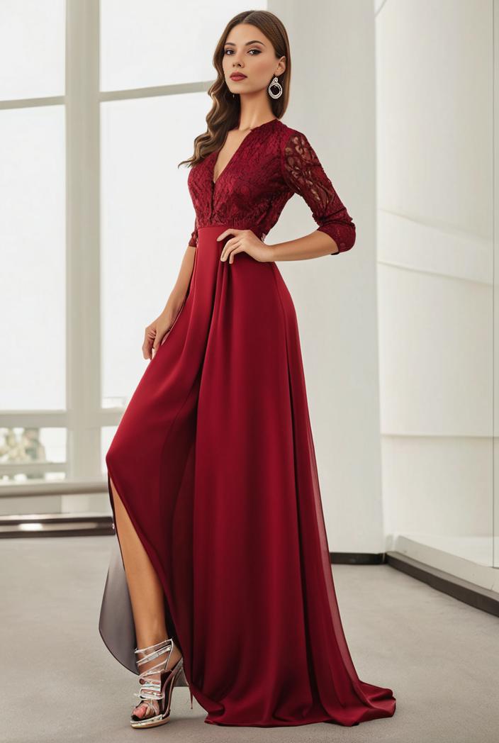 3 4 sleeve sheer sequin stripe high low hem evening dress 138921
