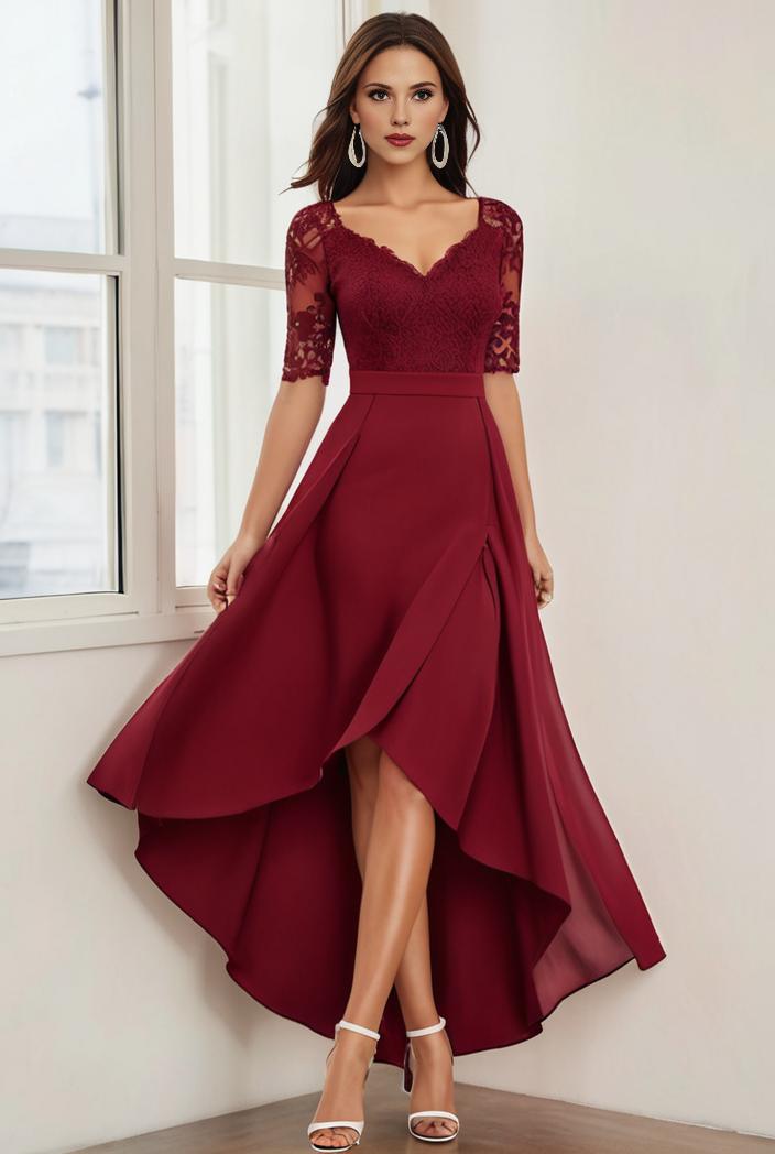 3 4 sleeve sheer sequin stripe high low hem evening dress 138943