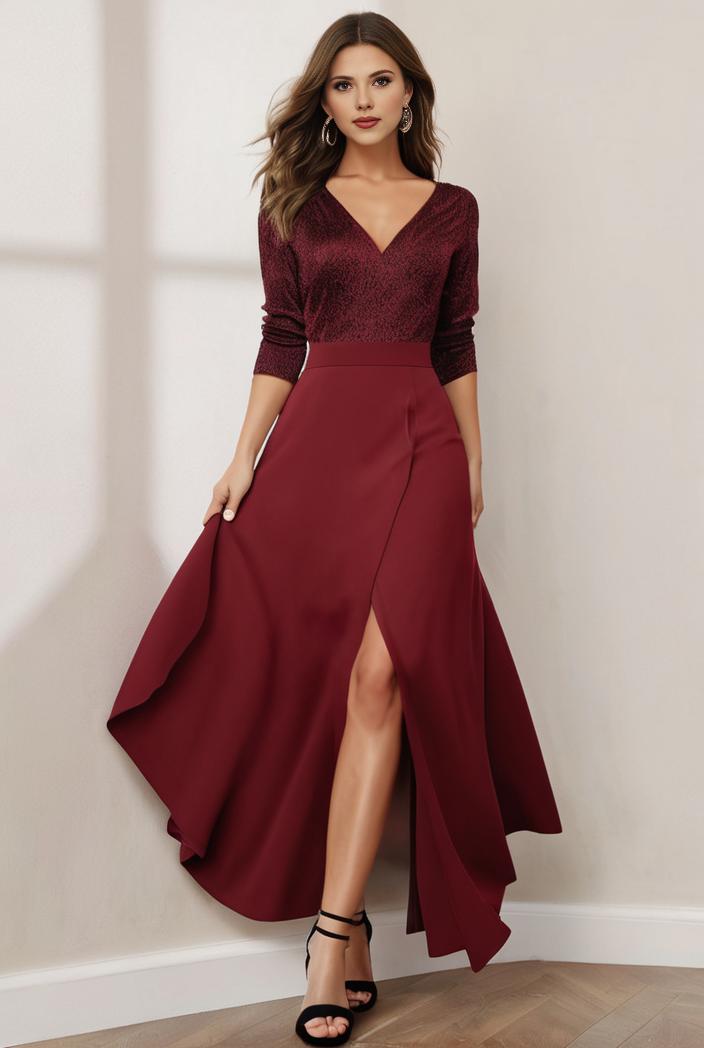 3 4 sleeve sheer sequin stripe high low hem evening dress 132449