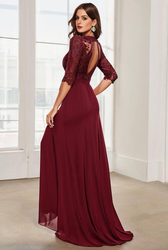 3 4 sleeve sheer sequin stripe high low hem evening dress 136310