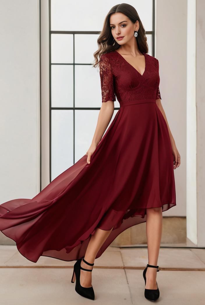 3 4 sleeve sheer sequin stripe high low hem evening dress 136317