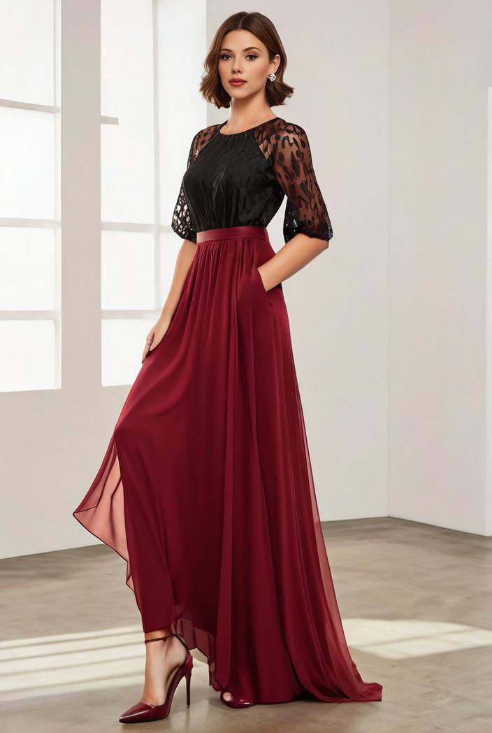 3 4 sleeve sheer sequin stripe high low hem evening dress 116623