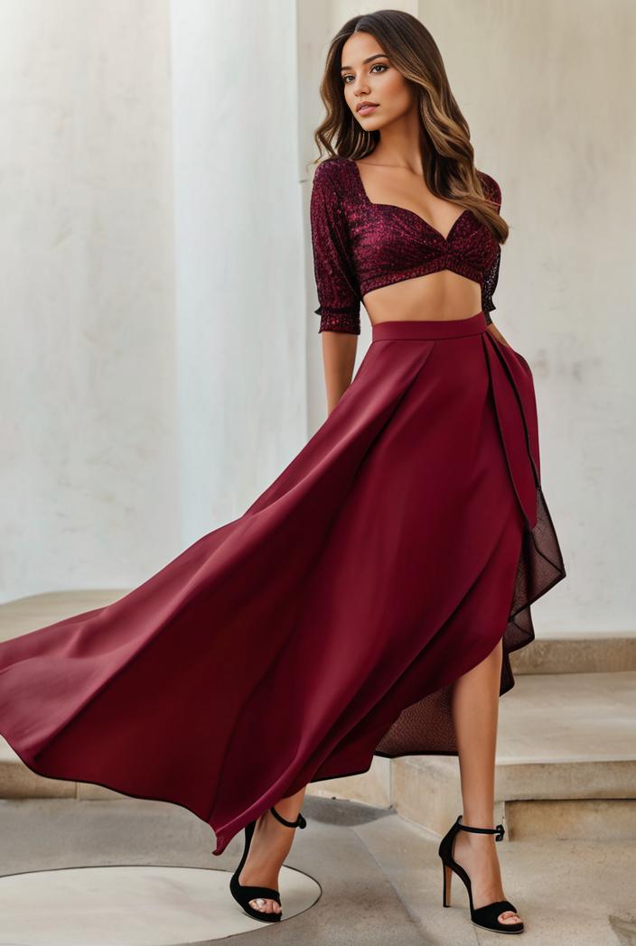 3 4 sleeve sheer sequin stripe high low hem evening dress 123710