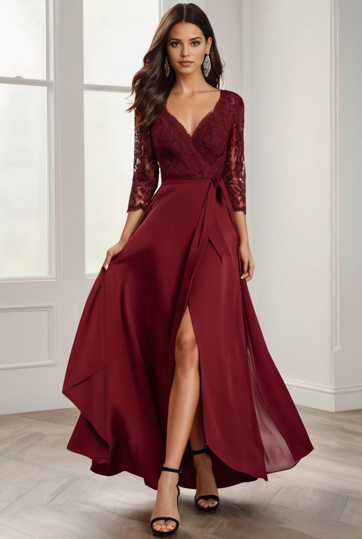 3 4 sleeve sheer sequin stripe high low hem evening dress 123716
