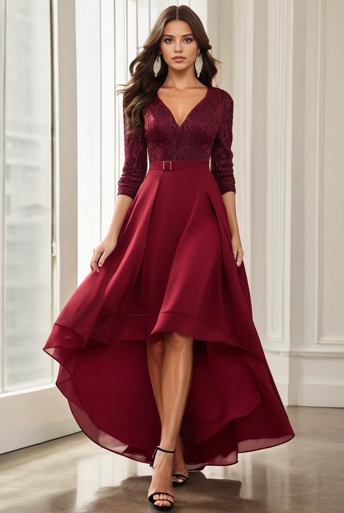 3 4 sleeve sheer sequin stripe high low hem evening dress 123717