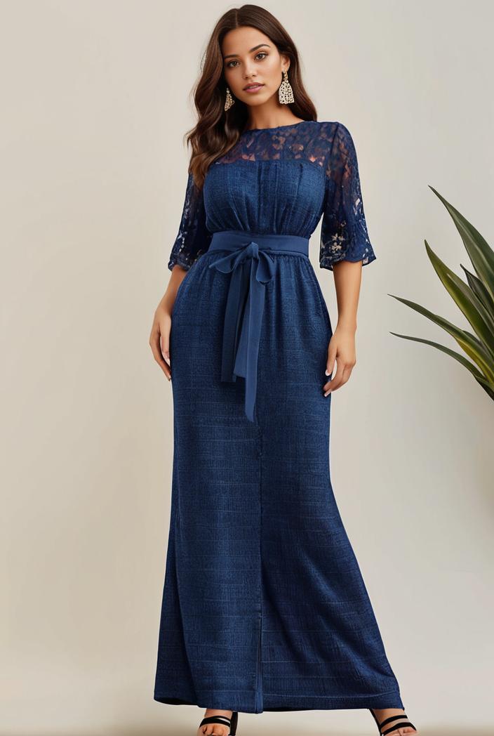 3 4 sleeve bodycon plunging back sequin evening dress 135398