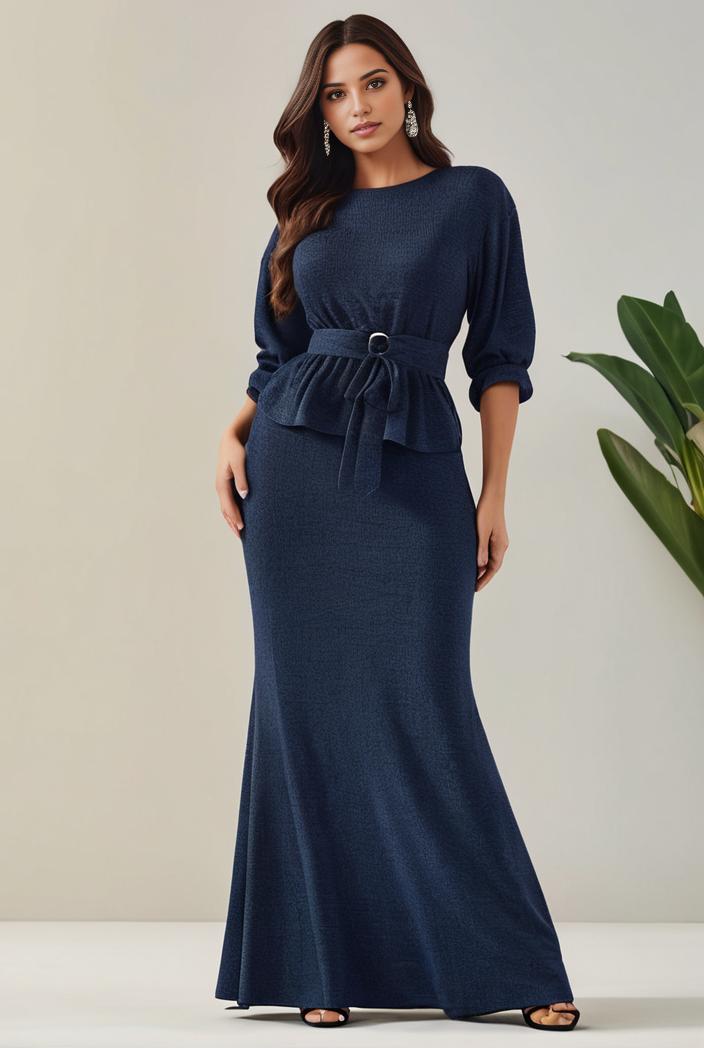 3 4 sleeve bodycon plunging back sequin evening dress 135399
