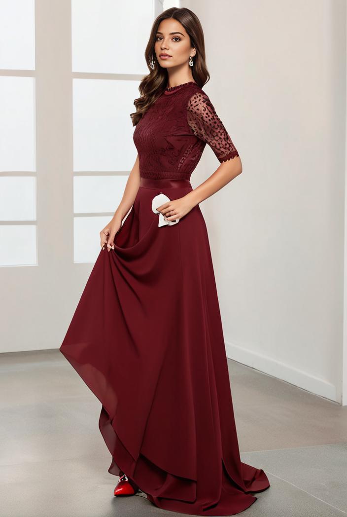 3 4 sleeve sheer sequin stripe high low hem evening dress 135583