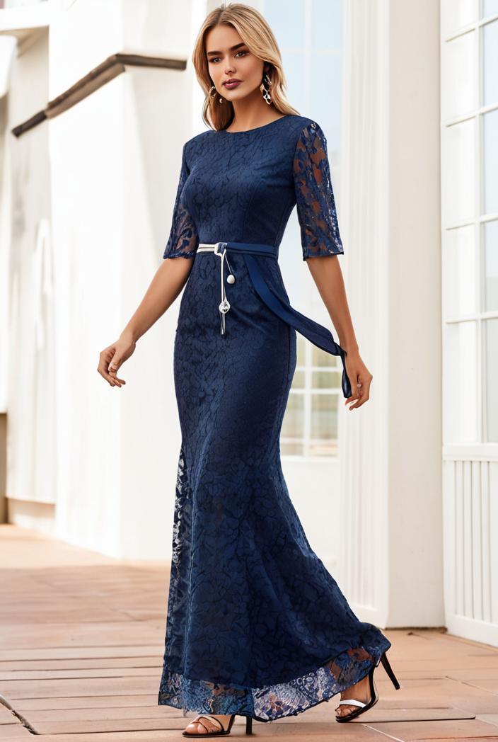 3 4 sleeve bodycon plunging back sequin evening dress 136913