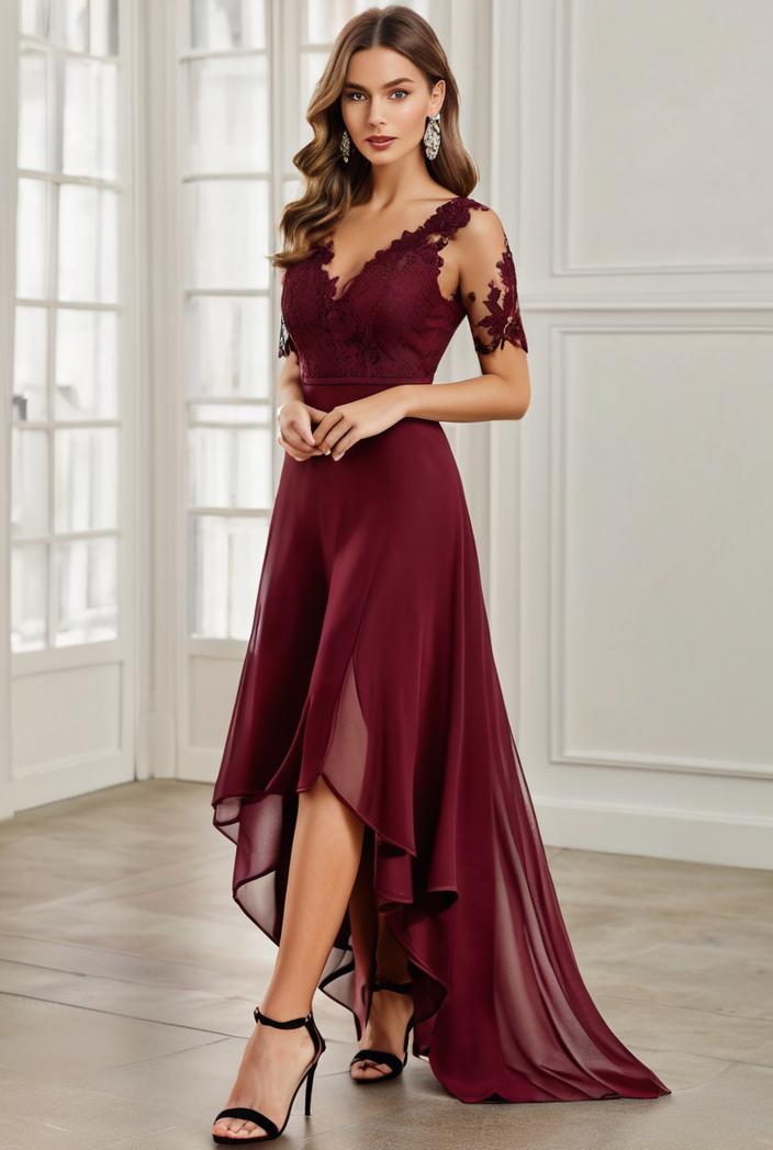 3 4 sleeve sheer sequin stripe high low hem evening dress 136975
