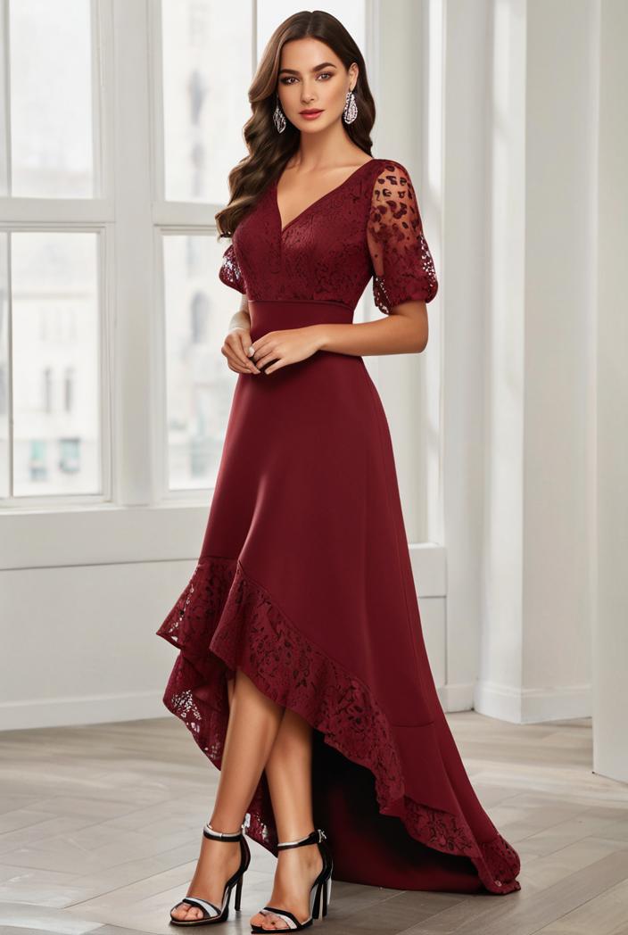 3 4 sleeve sheer sequin stripe high low hem evening dress 136979