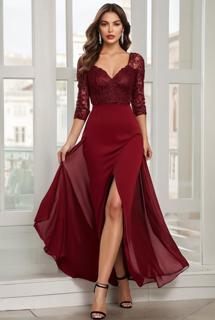 3 4 sleeve sheer sequin stripe high low hem evening dress 136993