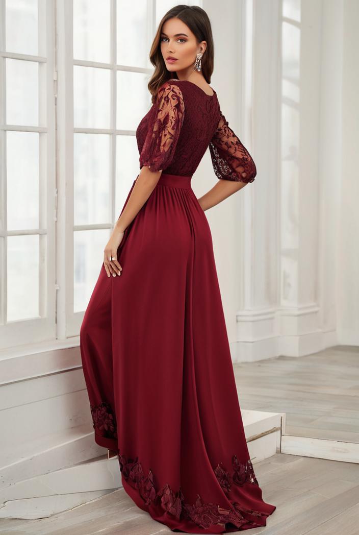3 4 sleeve sheer sequin stripe high low hem evening dress 137002
