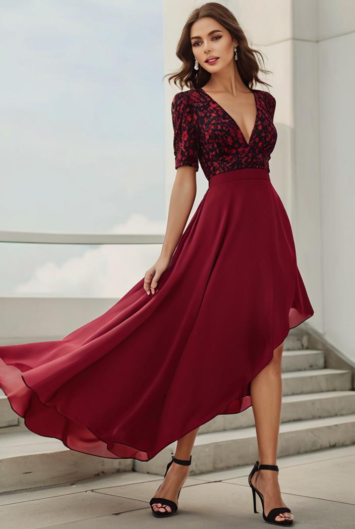 3 4 sleeve sheer sequin stripe high low hem evening dress 137003