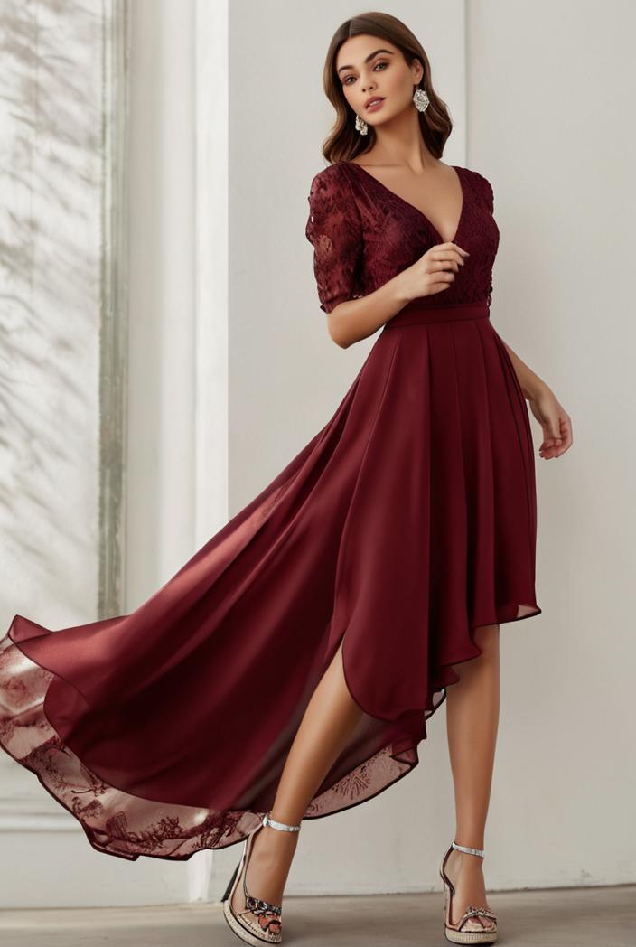 3 4 sleeve sheer sequin stripe high low hem evening dress 137004