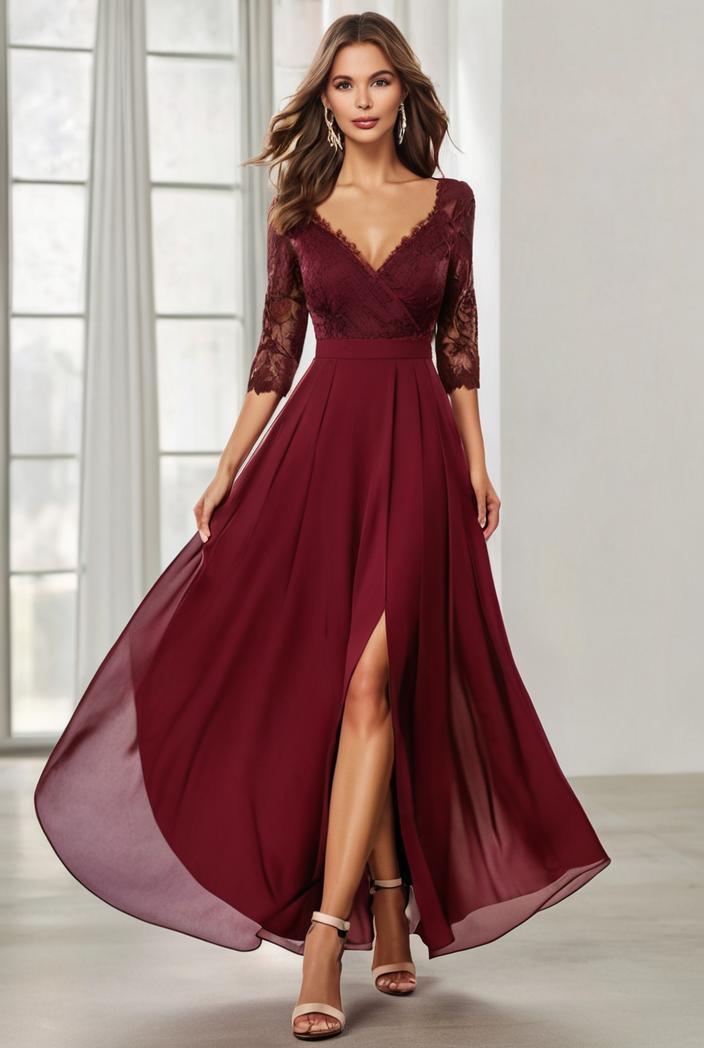 3 4 sleeve sheer sequin stripe high low hem evening dress 137029