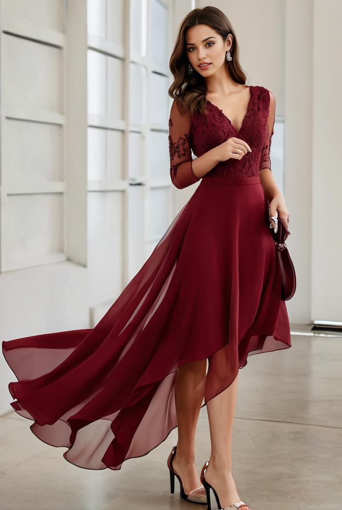 3 4 sleeve sheer sequin stripe high low hem evening dress 131223