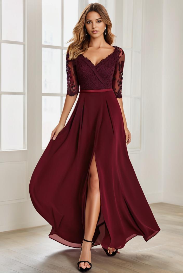 3 4 sleeve sheer sequin stripe high low hem evening dress 131234