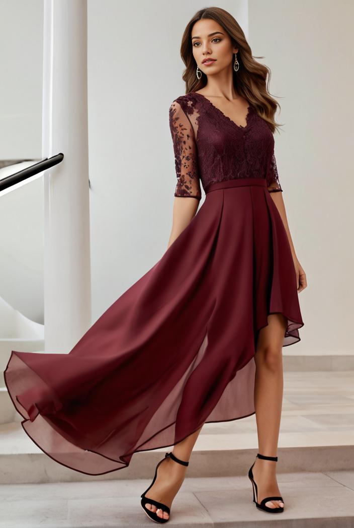 3 4 sleeve sheer sequin stripe high low hem evening dress 131245