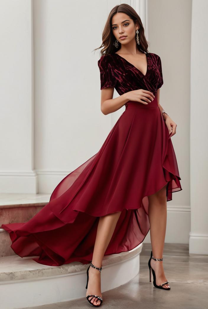 3 4 sleeve sheer sequin stripe high low hem evening dress 131244