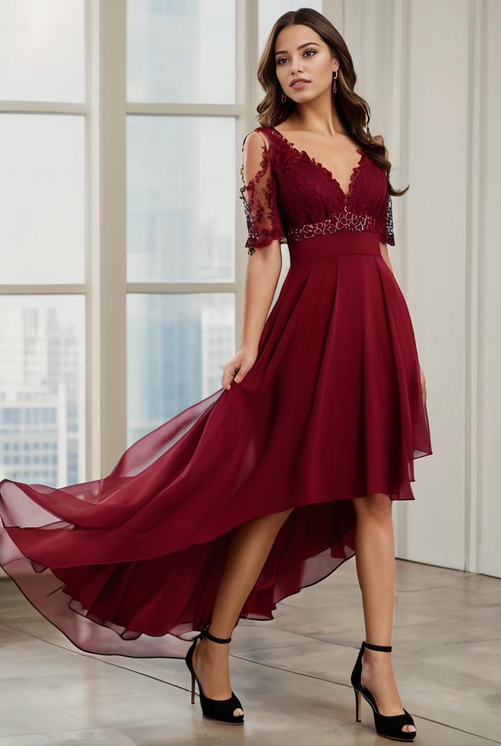 3 4 sleeve sheer sequin stripe high low hem evening dress 131249