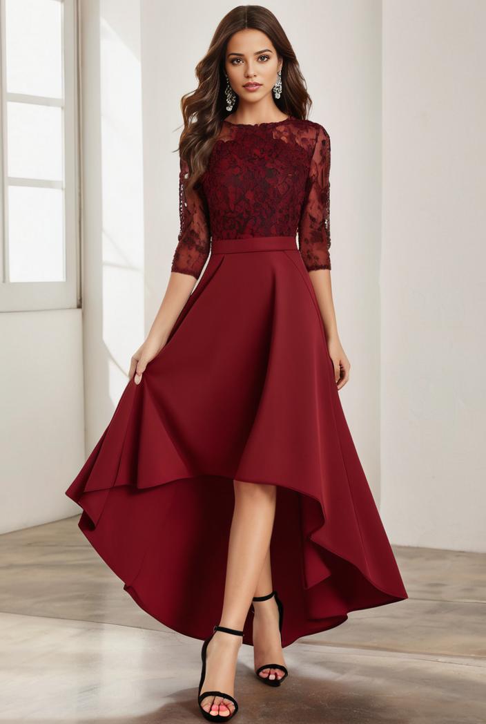 3 4 sleeve sheer sequin stripe high low hem evening dress 131271