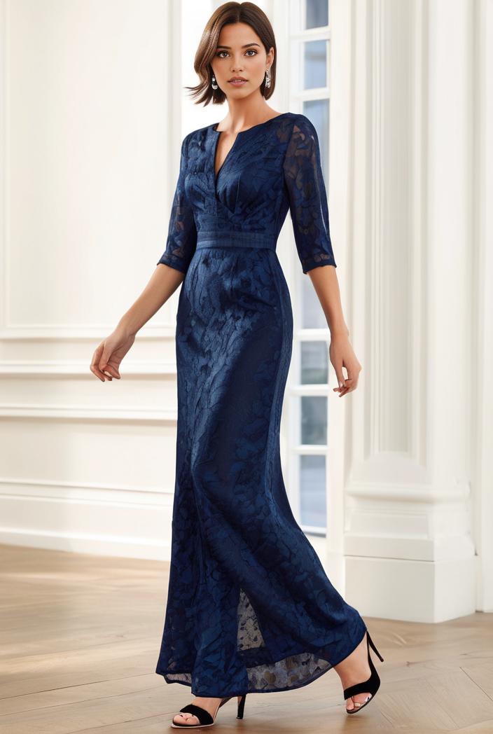 3 4 sleeve bodycon plunging back sequin evening dress 124987