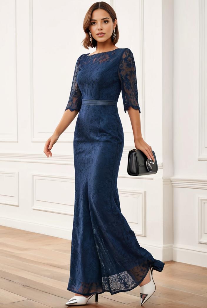 3 4 sleeve bodycon plunging back sequin evening dress 124988