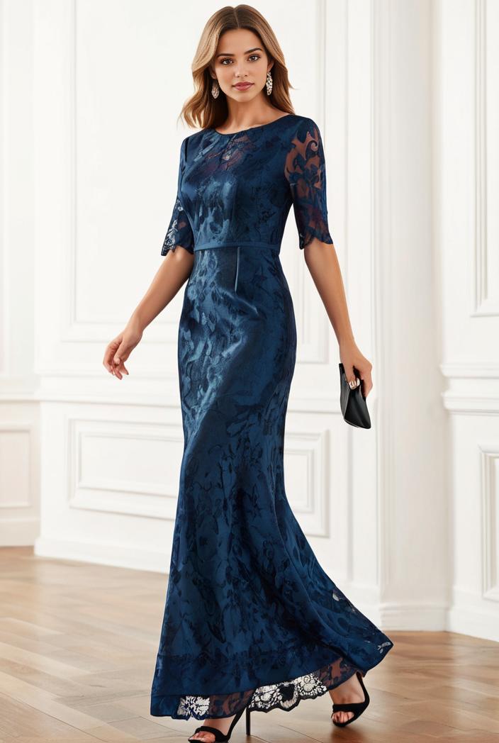3 4 sleeve bodycon plunging back sequin evening dress 124993