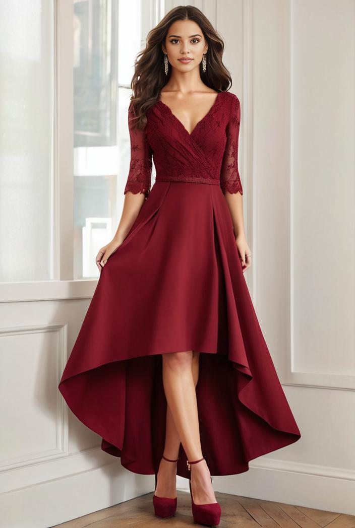 3 4 sleeve sheer sequin stripe high low hem evening dress 125063
