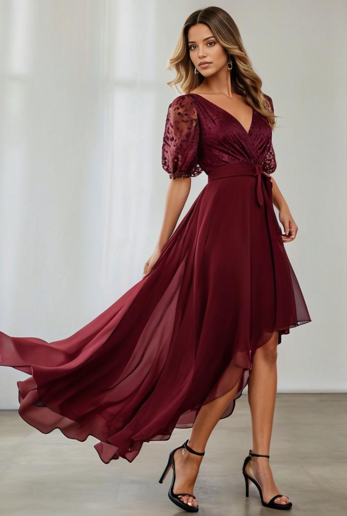 3 4 sleeve sheer sequin stripe high low hem evening dress 125079