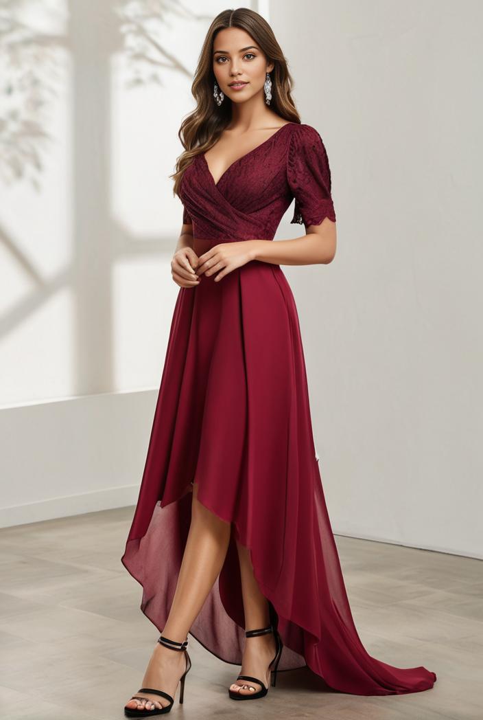 3 4 sleeve sheer sequin stripe high low hem evening dress 125097