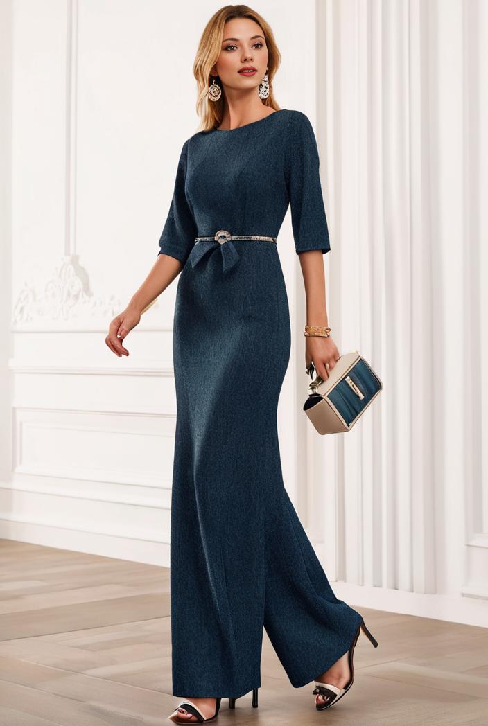 3 4 sleeve bodycon plunging back sequin evening dress 126058