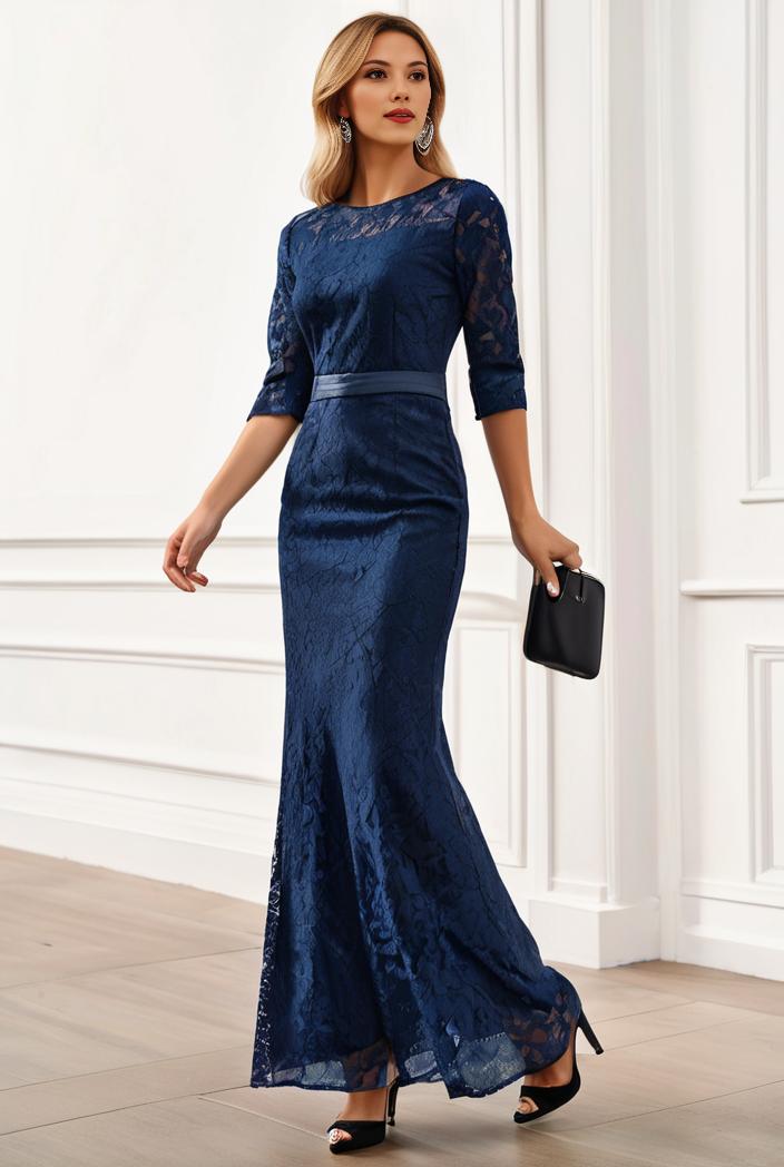 3 4 sleeve bodycon plunging back sequin evening dress 126060