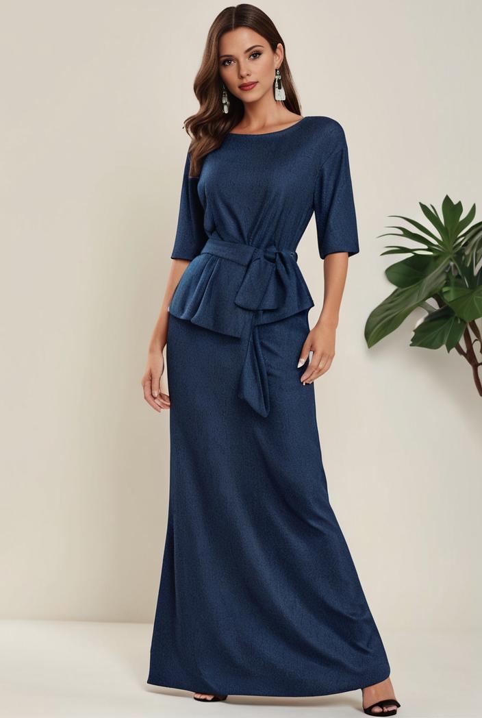 3 4 sleeve bodycon plunging back sequin evening dress 126062