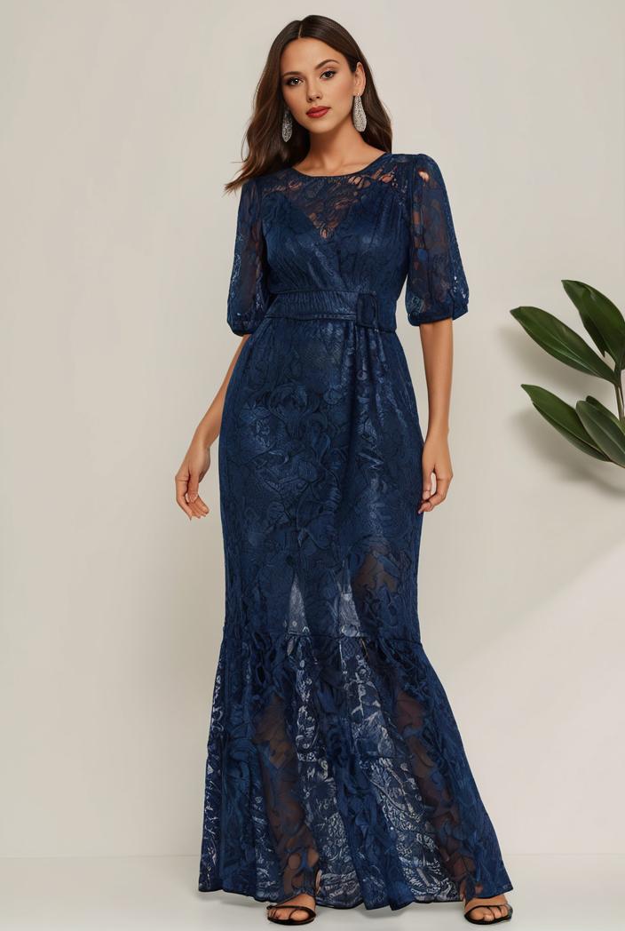 3 4 sleeve bodycon plunging back sequin evening dress 126069