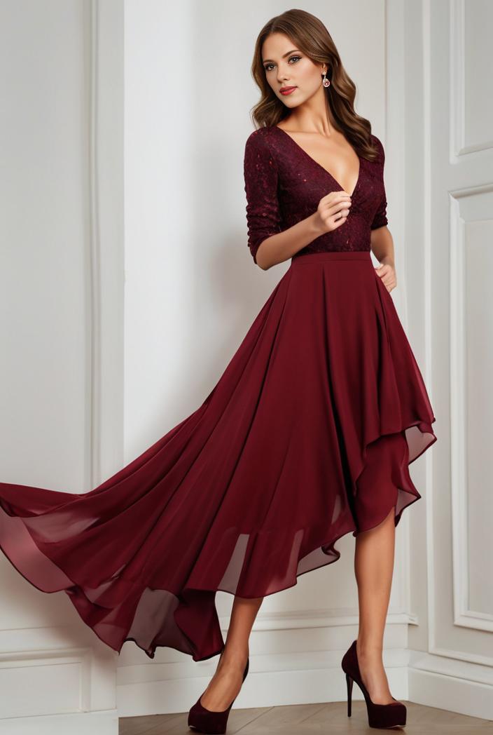 3 4 sleeve sheer sequin stripe high low hem evening dress 126125