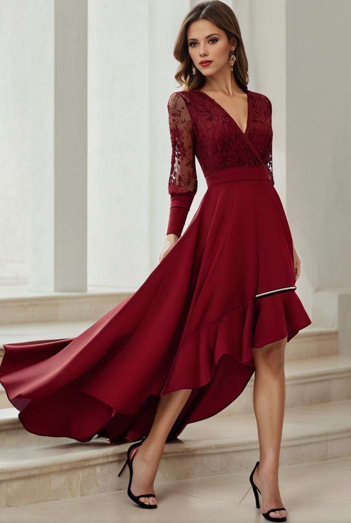 3 4 sleeve sheer sequin stripe high low hem evening dress 126126