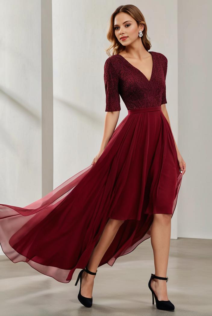 3 4 sleeve sheer sequin stripe high low hem evening dress 126155