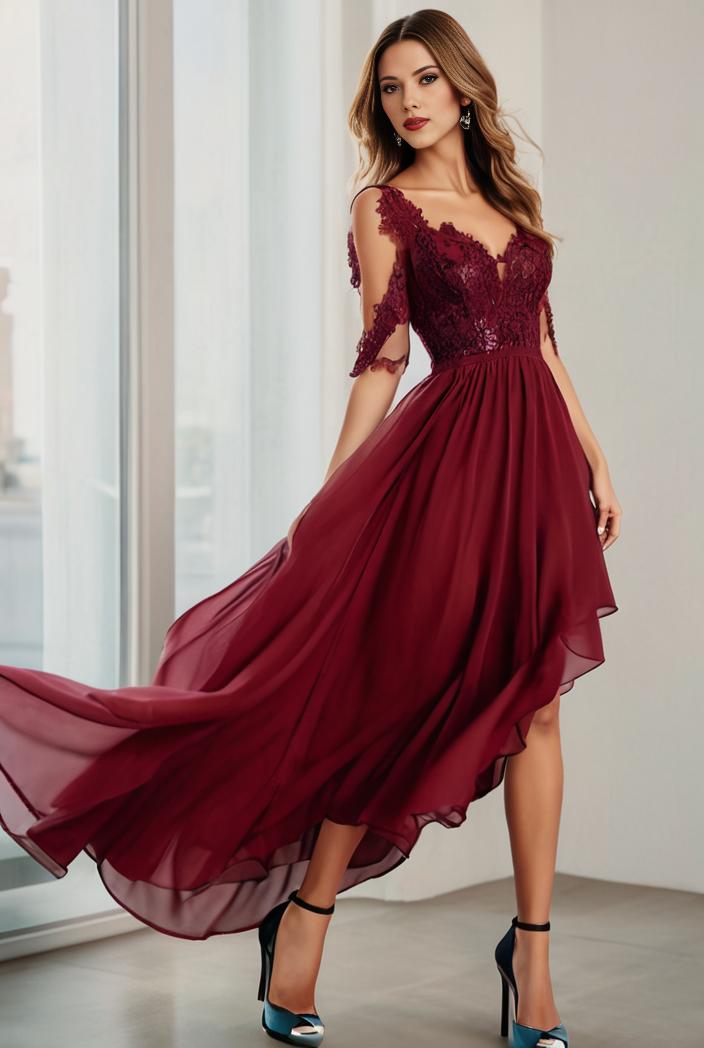 3 4 sleeve sheer sequin stripe high low hem evening dress 126156