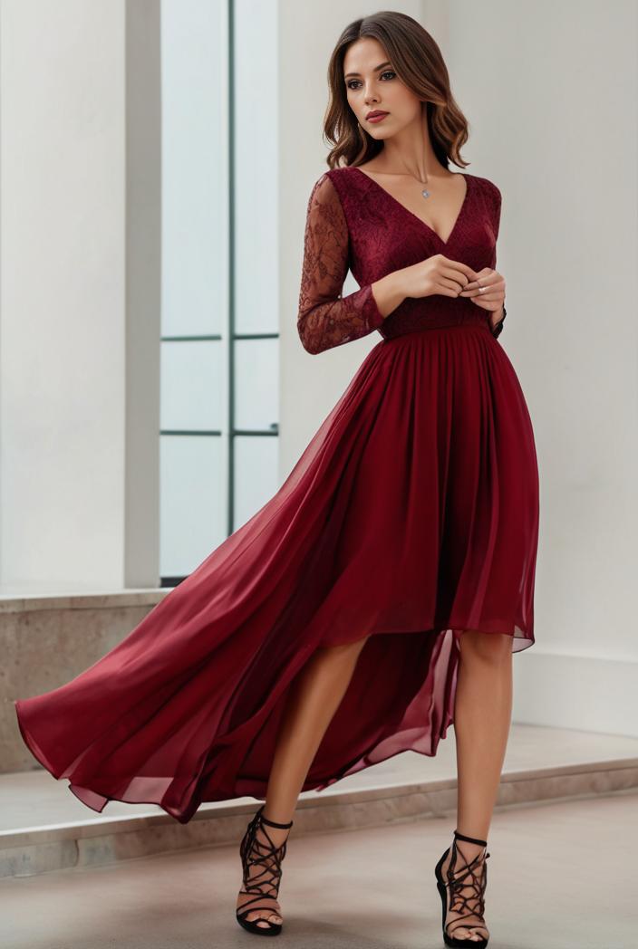 3 4 sleeve sheer sequin stripe high low hem evening dress 126157